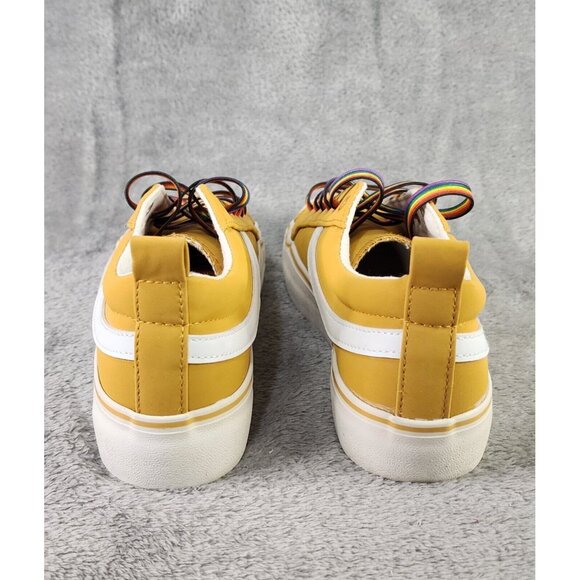 Primark Shoes Womans Size 7 Yellow Synthetic Casual Rainbow Lace Up Sneakers - Picture 4 of 8